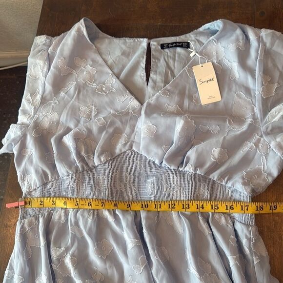 Simplee Boho Floral V Neck Formal Maxi Ruffle Flowy Bridesmaid Wedding Dress - Picture 11 of 13